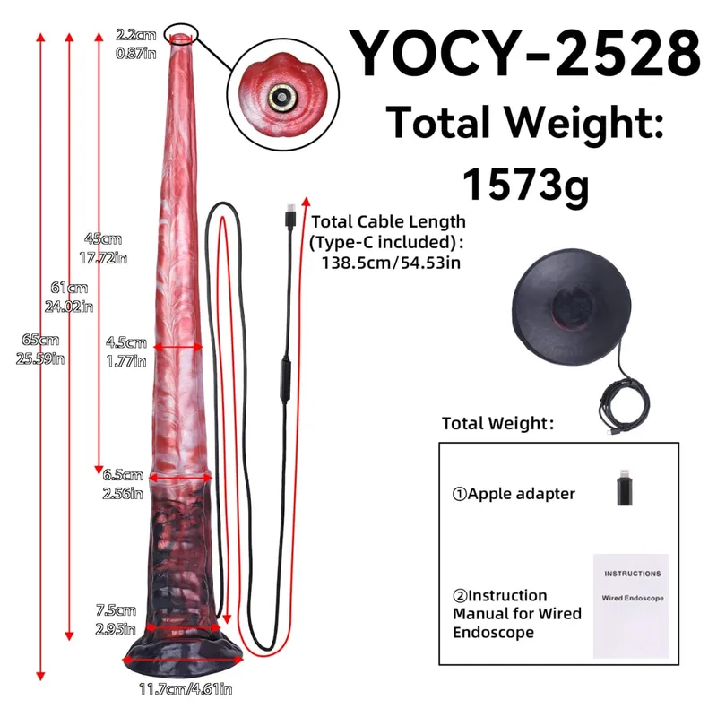 55cm Long Dragon Dildo Extendable Camera Dilator Silicone Anal Expansion Butt Plug Anus Exploration 18+ Sex Toys For Adults
