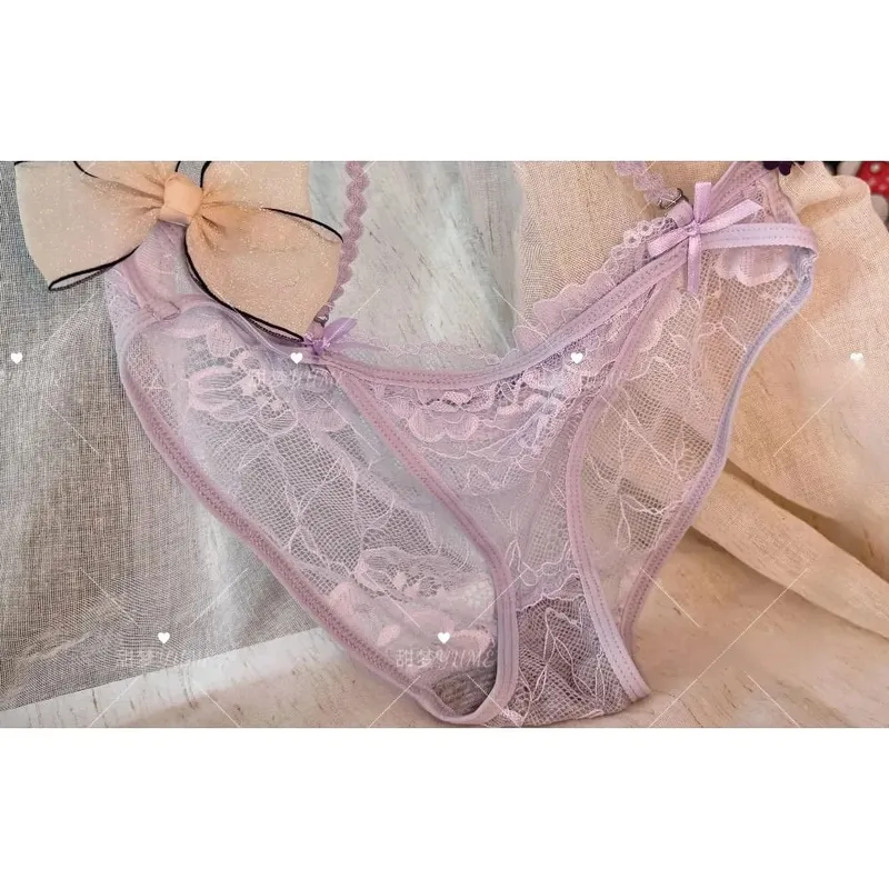 Ladies Halter Neck Bra Set Purple Cross Strap Butterfly Detail Push Up Lingerie Suit 32-38AB Daily Fashion Inner Wear