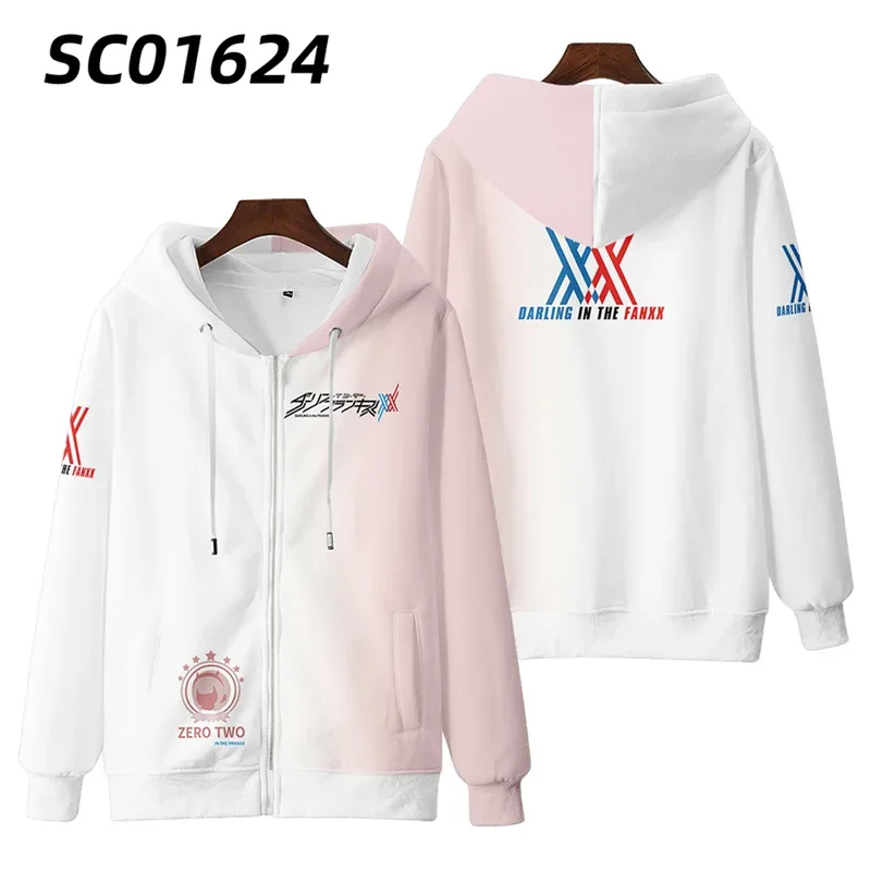 Hot Japan Anime Darling In The Franxx Cosplay Zipper Hoodies 3D Print Men Women Hip Hop Tracksuit Zipper Hoodie Men's Clothing
