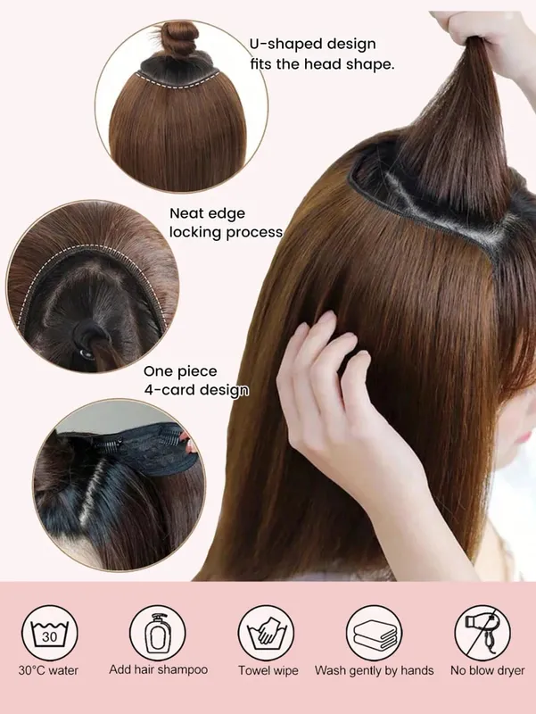 Synthetic V-Shaped Long Curly Wavy Hair Extension Synthetic Wig Layered Hair Extension Hair Pad Fluffy Top Increase Hair Volume — image 6