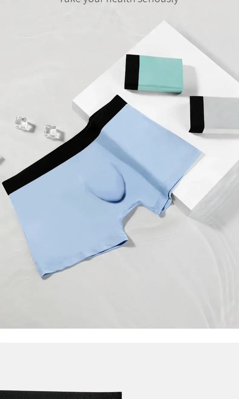 5PCS Men's ice silk seamless underpants 3D punch bag, cool, breathable, comfortable in summer, flat-angled bottom underpants — image 8