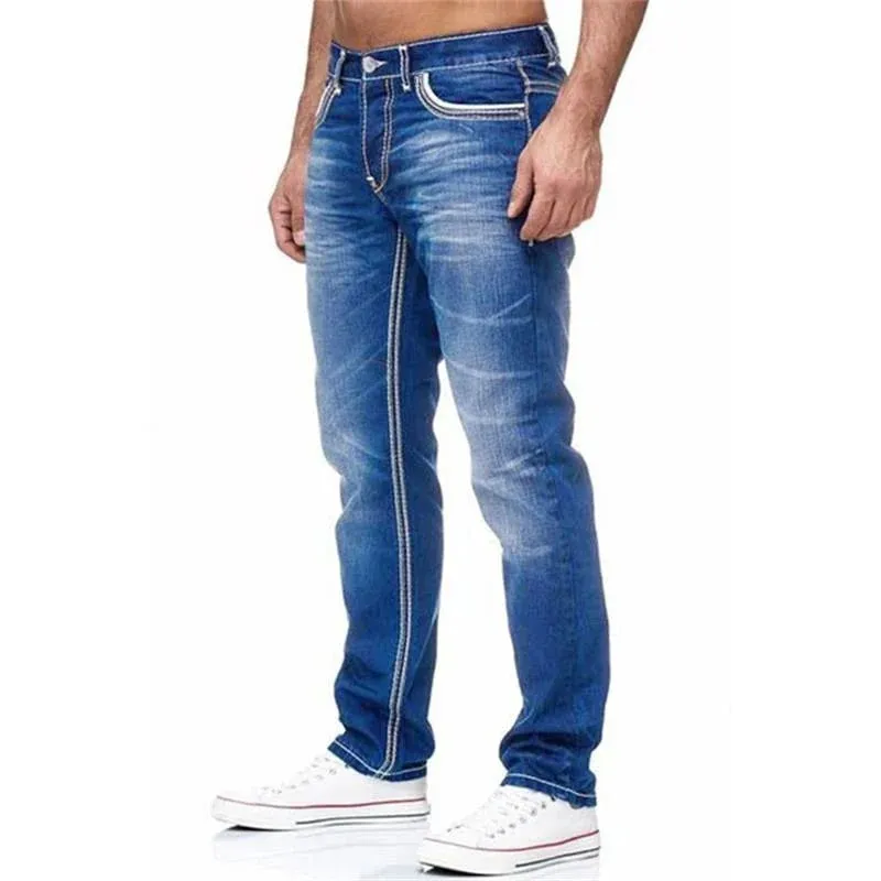 Straight Jeans Men Washed no hole Jean Spring Summer Boyfriend Jeans Streetwear Loose Cacual Designer Long Denim Pants Trousers — image 3