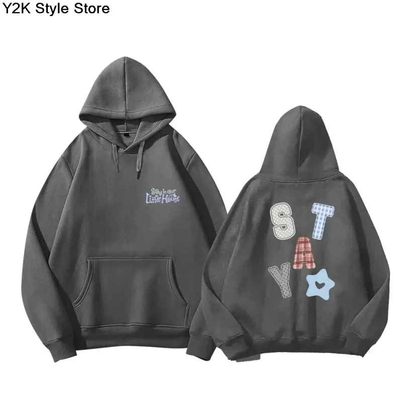 Hoodies STAY In Our Little House Zipper Hoodie Kpop Fashion Star Same Letter Print Sweatshirt High Quality Cotton Thick T Shirt — image 3