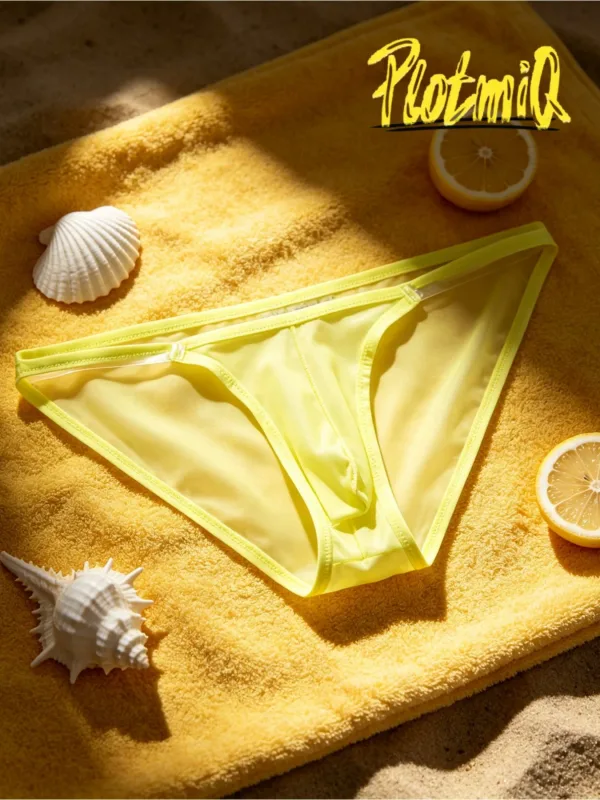 1PCS Mens Thin Mesh Thong ดูผ่าน Breathable ฤดูร้อนสไตล์ U กระเป๋าชายชุดชั้นใน
