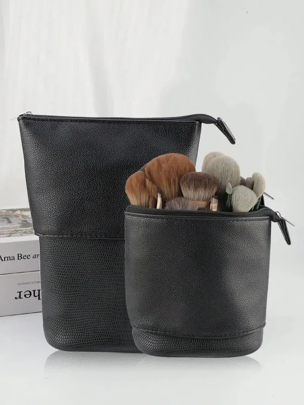 Large Capacity Foldable Standing Makeup Brush Bag Professional Tool Storage Pouch For 100 Brushes Portable Cosmetic Bag
