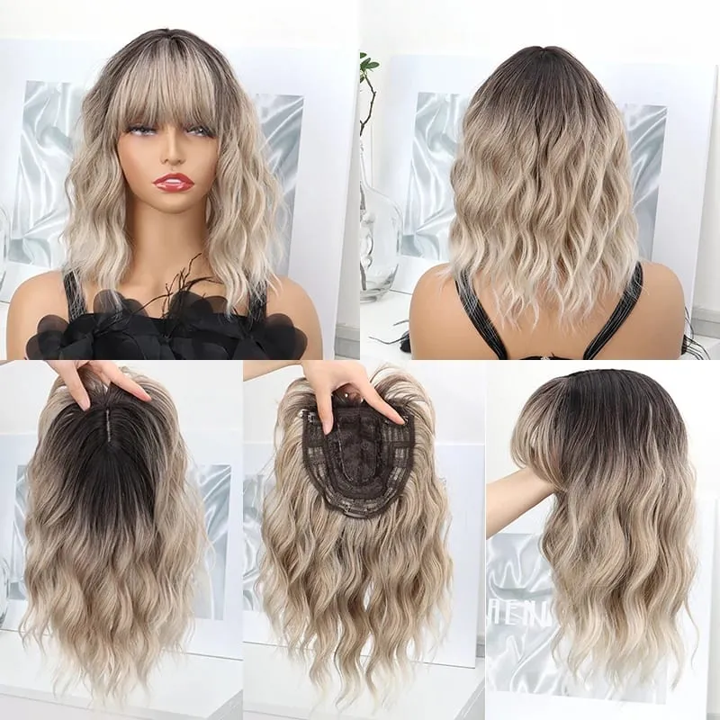 14Inch Synthetic Short Wave Curly Topper Hair Extension Invisible Coverage & Built-in Bangs for Women Daily Use Easy to Wear — image 4