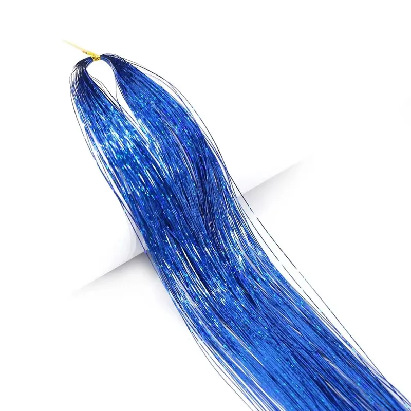Sparkle Shiny synthetic Hair Tinsel Hair Extensions Dazzles Women Hippie for Braiding Headdress Hair Braiding Tools Long 120cm — image 8