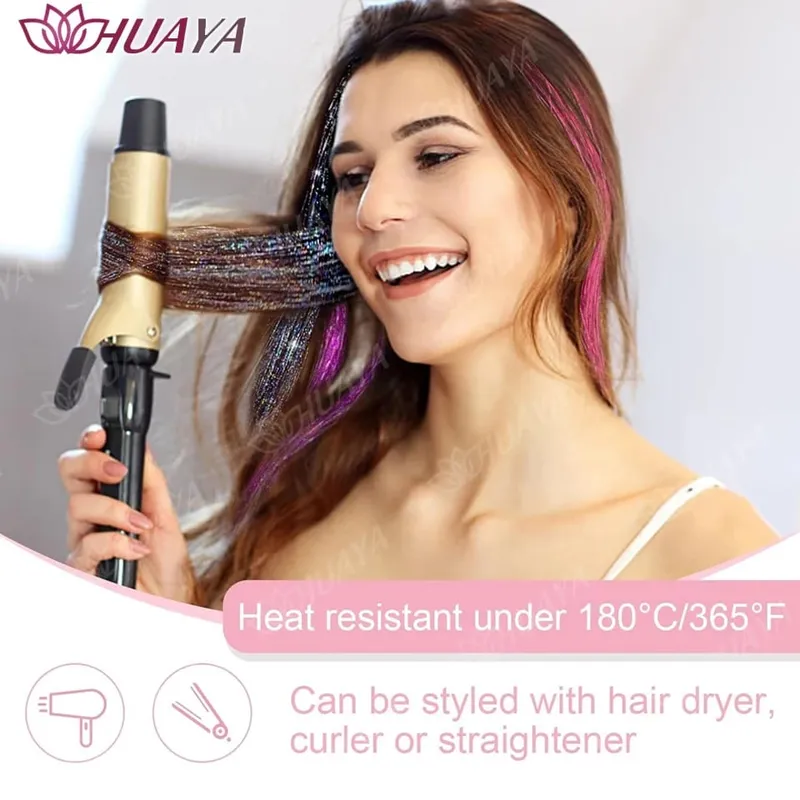 12Pcs/set Hair Tinsel Clip in Glitter Tinsel Hair Extensions Synthetic Shiny Sparkling Fairy Hair Tinsel Party Hair Accessories — image 5