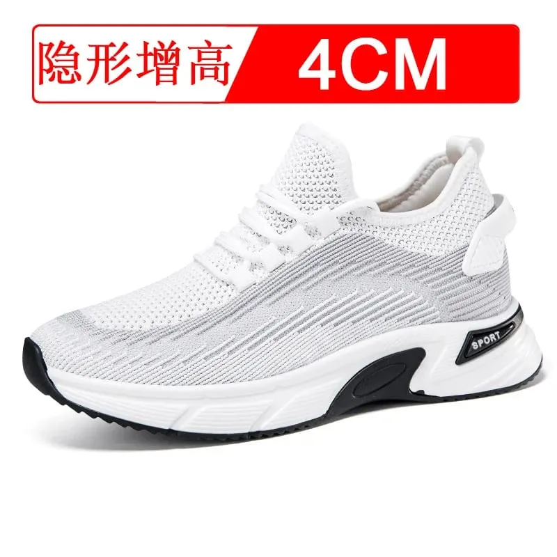 Elevator Shoes Invisible Heightening 8cm. Breathable Mesh Fabric Sports Shoes Heightening Inside for Men's Shoes Size 6cm