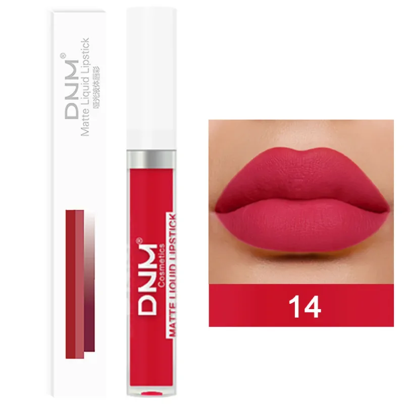 DNM 19 Färg Matt sammet flytande läppstift Vattenfast Håller Ej lätt att bleka Lipgloss Makeup Lila Röd Nude Lip Tint Kosmetika