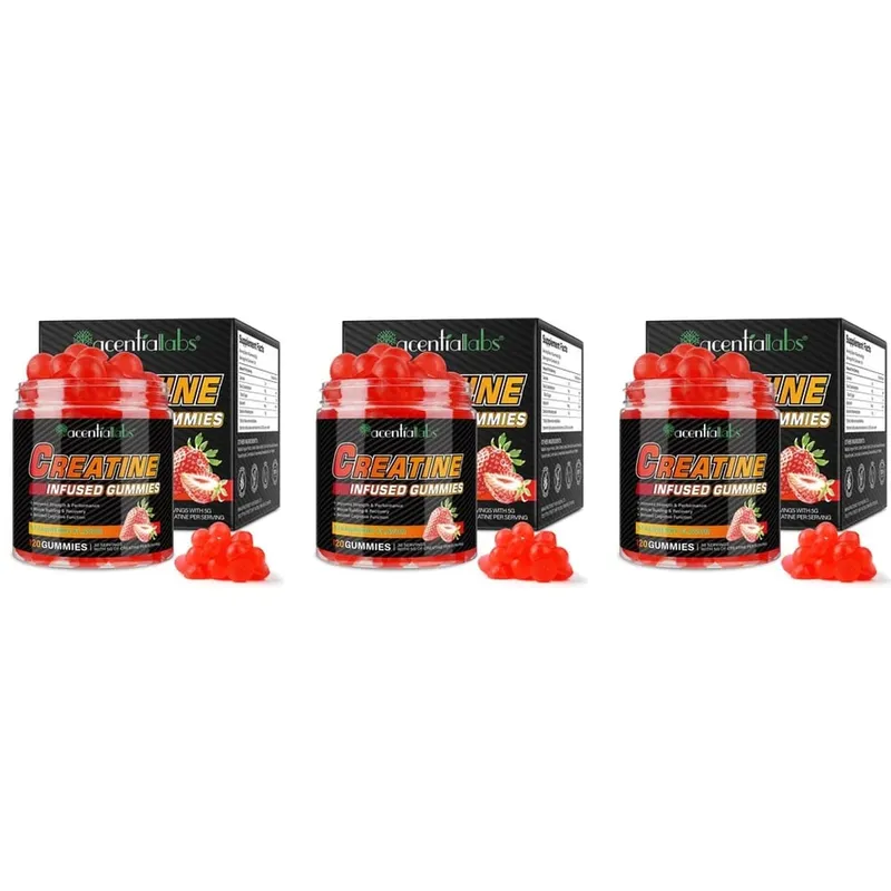Creatine Monohydrate Gummies 5000mg for Muscle Strength Recovery & Pre-Workout Energy Boost Sugar-Free Vegan Strawberry 120 Ct — image 9