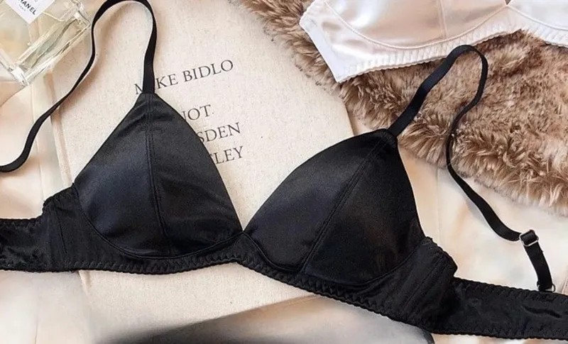 Women French Satin Triangle Cup Lingerie Set Sexy Thin Wireless Bra Seamless Comfort Light Support Brassiere Underwear 32 To 38 — image 8