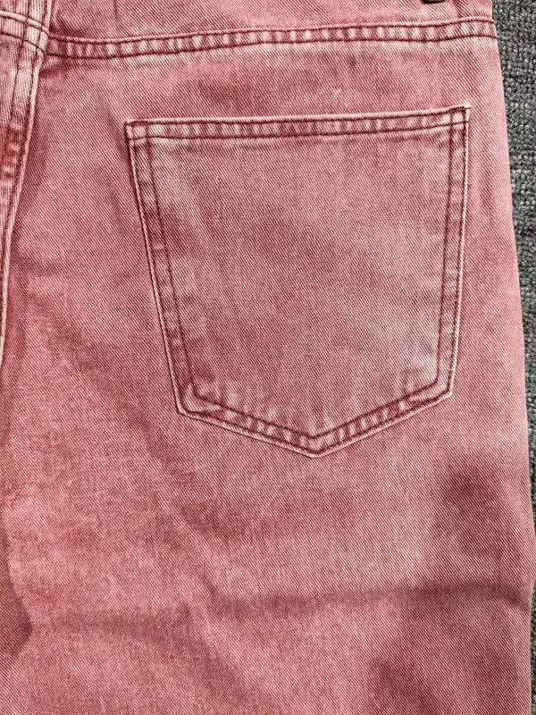 Men Jeans Pink Basic Straight Leg Men Jeans Mid Rise All-match Trousers All Seasons Street Daily Bottoms For Young Men Daily Out — image 5