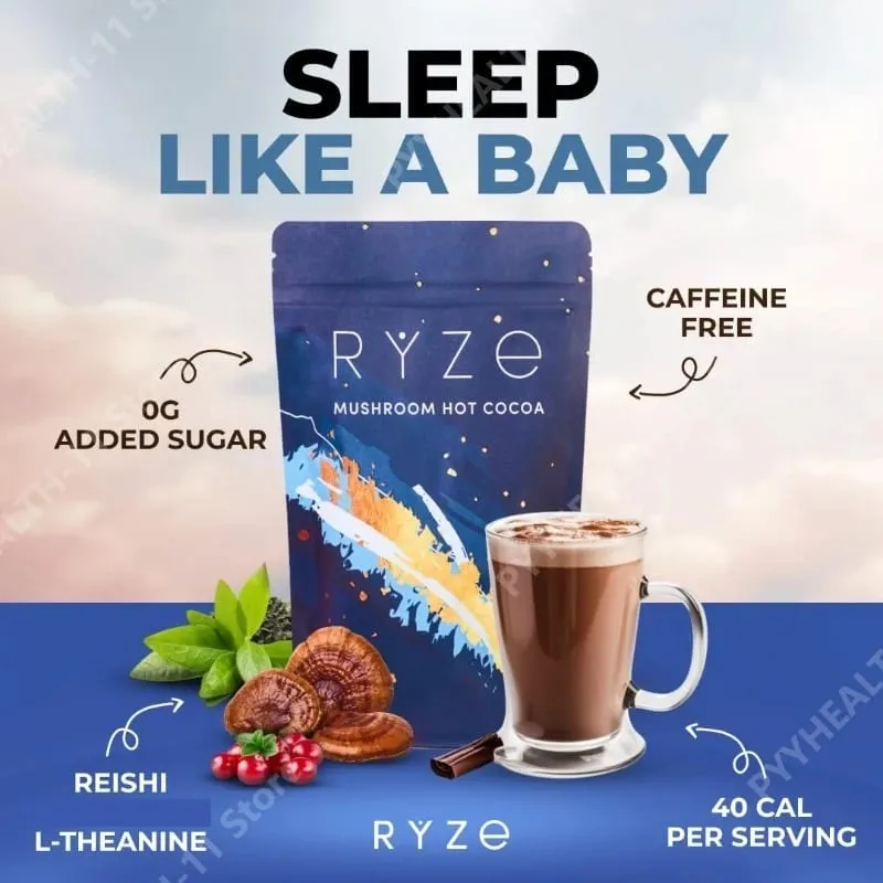 Mushroom Cocoa Powder Sleep Supplement with 6 Adaptogenic Mushroom Blend Reishi L-Theanine and Glycine To Help Fall Asleep — image 3