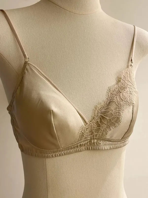 Spitzen-BH im französischen Stil, Bralette, kleine Brüste, ohne Bügel, Dreieck-Cup, dünner Träger, sexy Push-Up-Dessous-Set, Damenunterwäsche — image 5