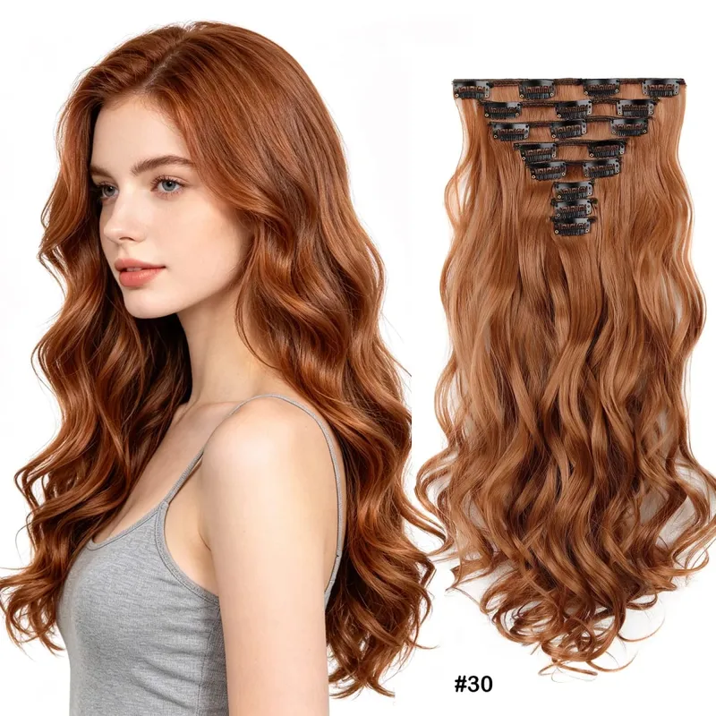 Wavy Clip in Hair Extensions 50cm Matte Synthetic Hair Pieces For Women Daily Party Hairstyle