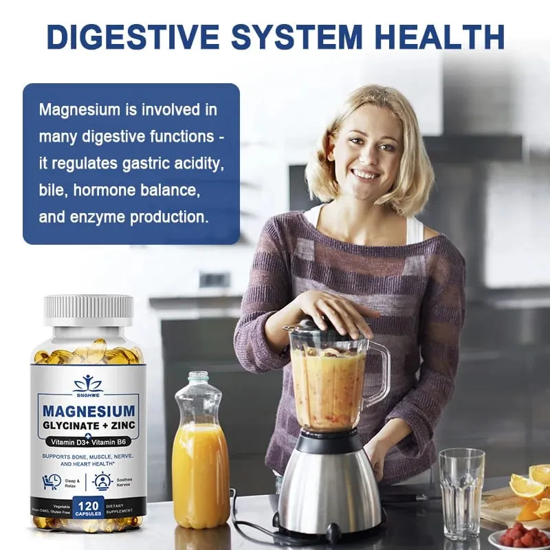 Κάψουλες μαγνησίου & ψευδαργύρου για ένζυμο οστών μυϊκής άρθρωσης & ανάπαυση & χαλάρωση για την υγεία της καρδιάς Συμπλήρωμα γλυκινικού μαγνησίου — image 3