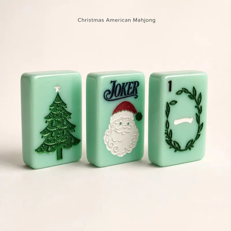Original Design Christmas American Mahjong 160 Tiles - Acrylic 36x25x11mm with Jokers and Winds Holiday Game — image 5