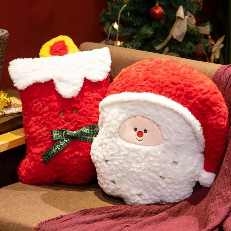 Christmas Plush Pillow Cute Santa Snowflake Gingerbread House Wreath Stuffed Cushion Soft Fluffy Home Decor Xmas Gift — image 3
