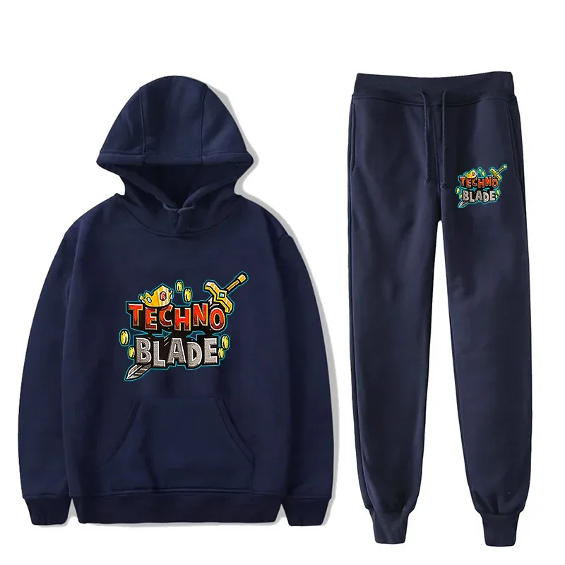 Harajuku Comfortable technoblade Print Sweatshirt Sweatpants Suit Men/Women Hoodies+ Trousers Suit Cute 2 Piece Set Clothes