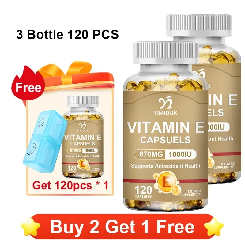 Vitamin E Supplements with Tocopherols & Safflower Oil Support Elasticity Shrink Pores Combat Aging & Antioxidant Immune