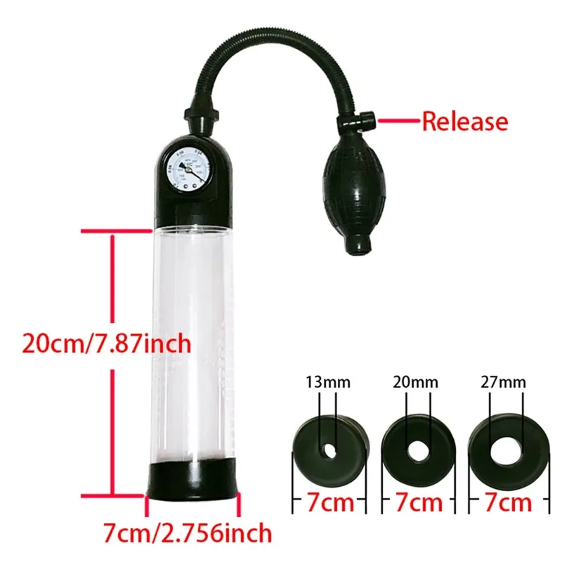 Penis Extender Enlarger Manual Vacuum Pump With Pressure Gauge Cock Exercises Training Device Stronger Bigger Ejaculation 18+ — image 10