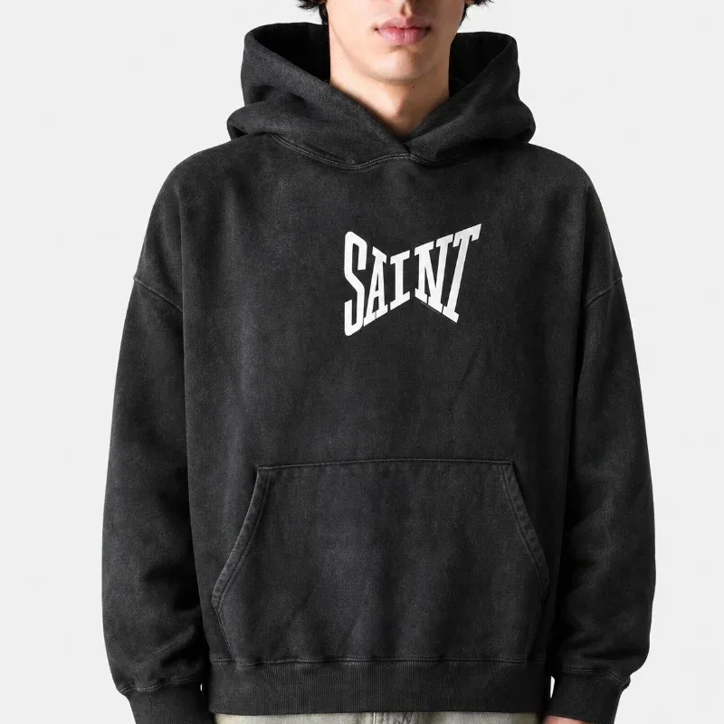 Saint Arrival Hooded Oversize Hoodie Coat Black Cotton New Men Women Hoodies