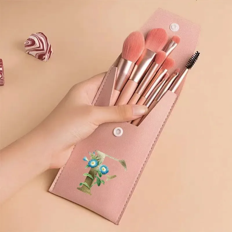 Beginners Makeup Brushes Set - Soft Fluffy Brushes For Face & Eye With PU Bag Ideal For Makeup Artists Golden Flower Pattern — image 31