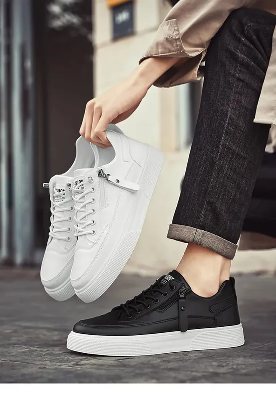 Men's Street Fashion Skateboard Shoes Versatile Sport Casual Sneakers Youth College Style White Shoes — image 8