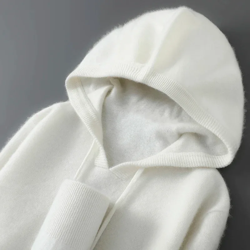 DjzDsm Autumn Winter Men's Sweater 100% Merino Wool Thick Hooded Pullover Soft Knitwear Casual Comfort Wool Clothing Tops — image 18