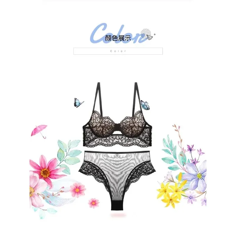 Sheer Mesh Bra Large Bust Minimizer Ultra Thin See Through Underwire Anti Sagging Push Up Sexy Lingerie Set Women S-XL MOYISU AB — image 2