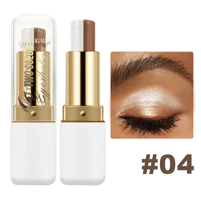 Long Lasting Two Tone Eyeshadow Stick Waterproof Smudgeproof Shimmer Highlighter Blendable Eye Contour Makeup Cosmetic — image 11