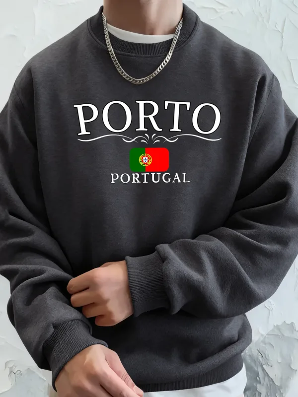 Porto Portugal Letter And Flag Print Clothes Unisex Warm Casual Hoody Street Sports Sportswear Fleece Thicken Streetwear Man — image 7