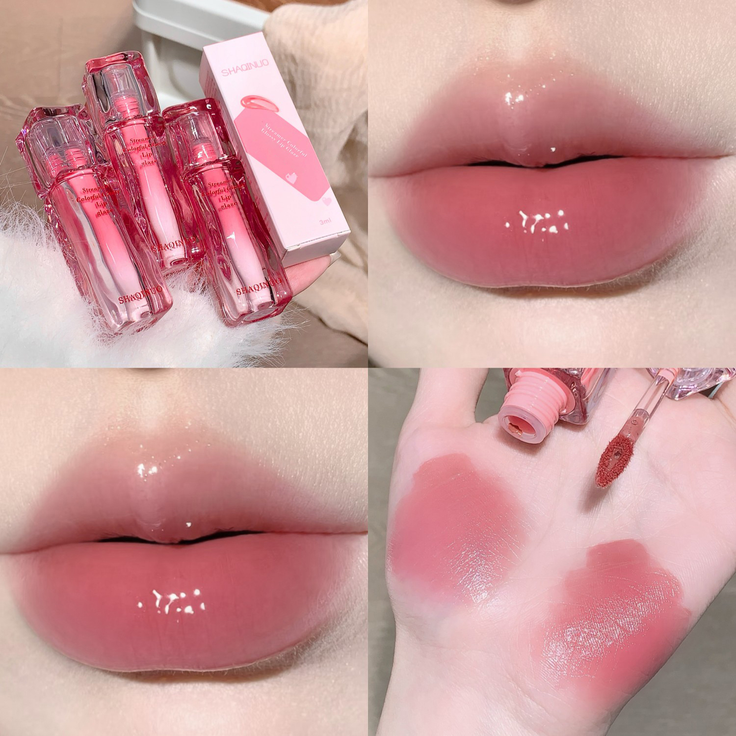Water Gloss Lip Glaze Cermin Melembapkan Gemuk Tidak Melekat Cawan Jeli Gincu Cecair Lutsinar Tahan Lama Warna Minyak Mekap Bibir