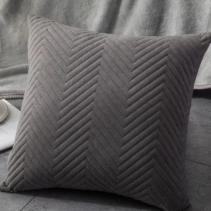 Quilted Velvet Throw Pillow Cover 18x18 Inch Simple Decorative Cushion Case for Home Sofa