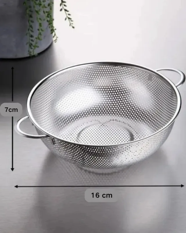 16/19/22/31CM All Purpose Stainless Steel Fine Mesh Strainer Net Baskets with Handles Resting Base Colander Set Kitchen Supplies