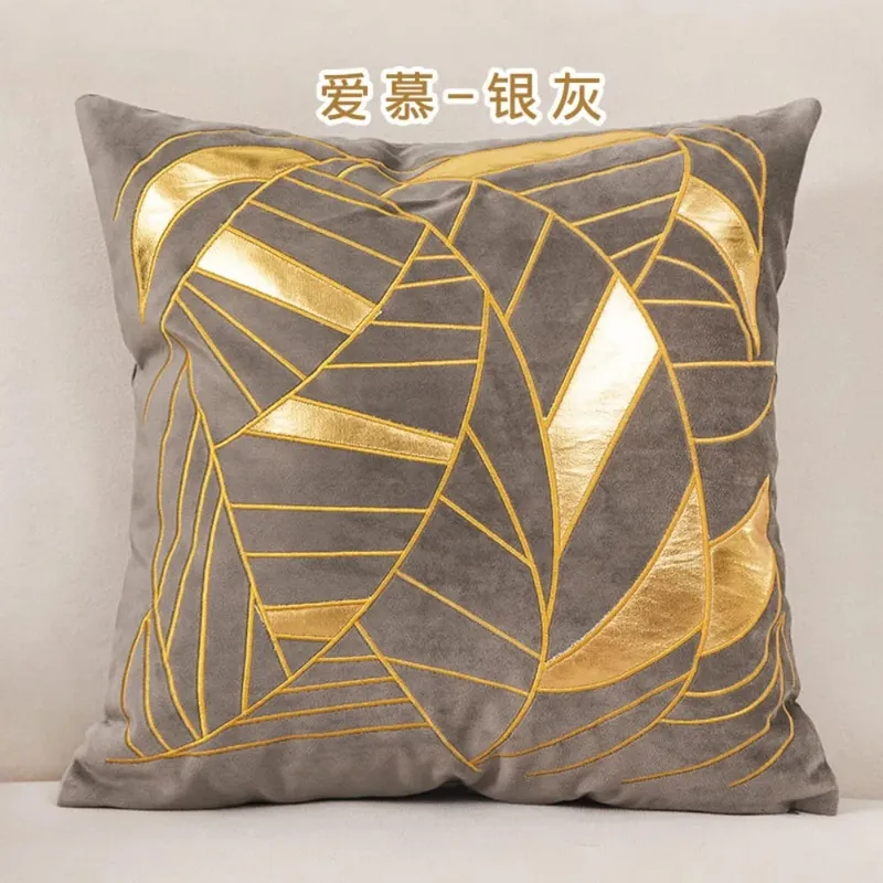 Luxury Blue Velvet Bronzing Cushion Cover 45x45cm Soft Decorative Throw Pillow Case for Bedroom Home — image 5