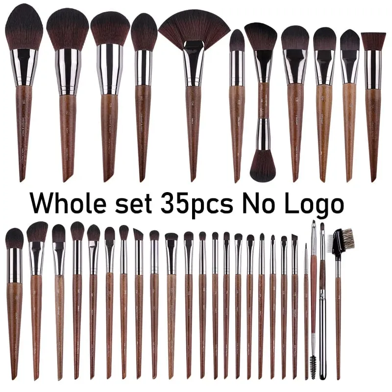 Pennelli per trucco occhi in legno naturale set completo Ombretto Pro Crease Kit per trucco sfumino evidenziatore sopracciglio Pennello per ciglia labbra pratico — image 8