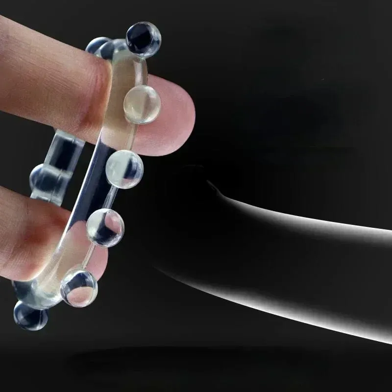 3pcs Stretchy Stay Hard Beaded Cock Ring Delay Ejaculation Trainer Scrotal Binding Ball Stretcher Silicone Cockring Men Sex Toys