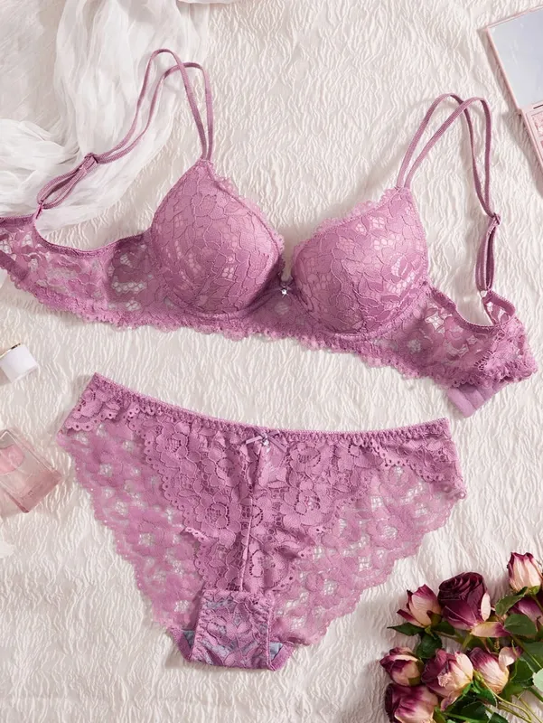 6-Piece Set Women's Underwear Set Sexy Patterned Lace Patchwork No Lining Comfortable Fitting Women's Push-Up Bra Sexy Lingerie — image 14