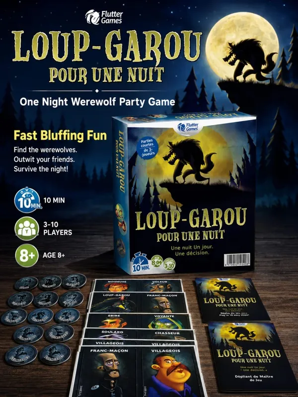 French Language Werewolf Party Card Game Social Deduction Board Game Classic Strategy Role Play Game for Family Friends — image 2