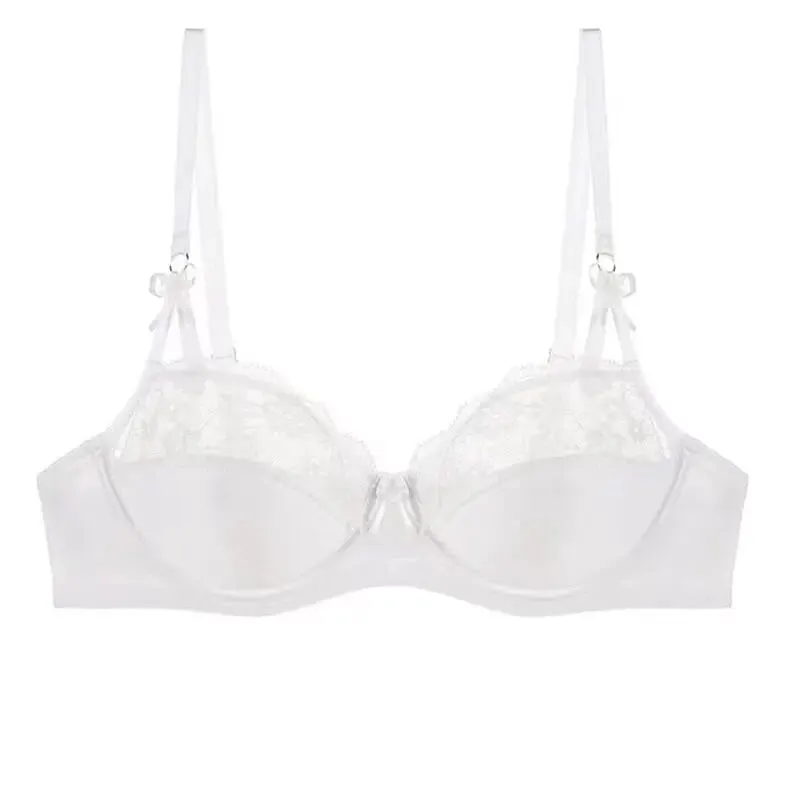 ผู้หญิงบางภาษาฝรั่งเศสคำครึ่งถ้วยลูกไม้ชุด Minimizer สำหรับหน้าอกใหญ่ Push Up Anti-Sagging ด้านข้างสนับสนุน Comfort เซ็กซี่ทุกวันชุดชั้นในชุด