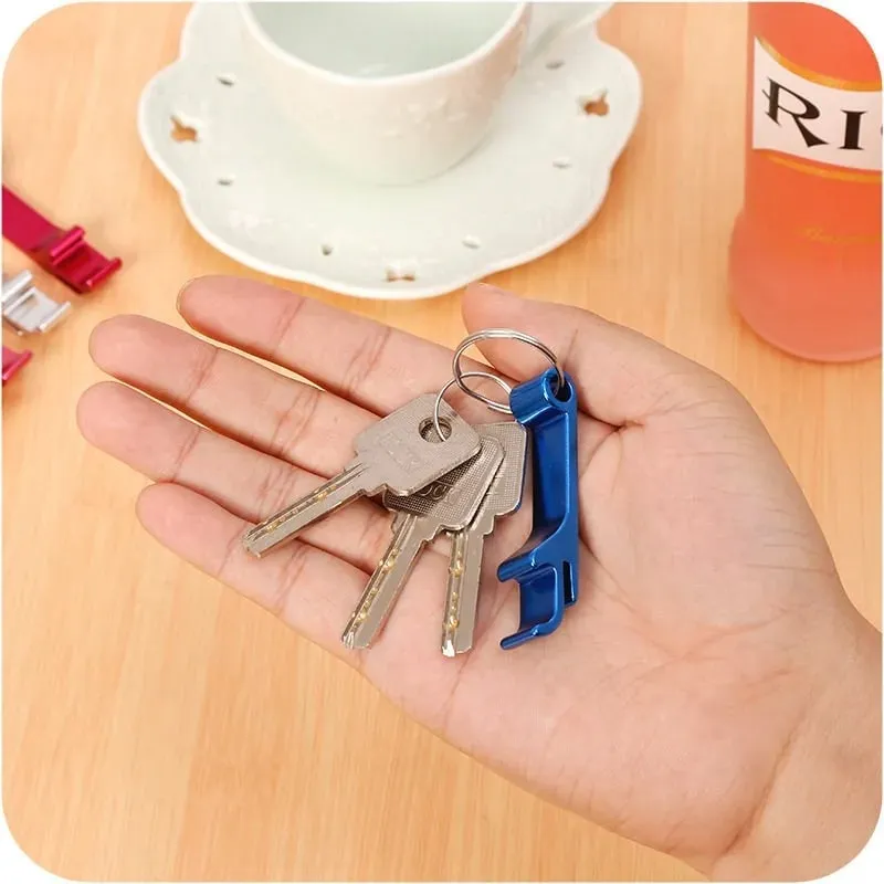 1PC Beer bottle opener multifunctional key chain portable solid color bottle opener aluminum bottle opener