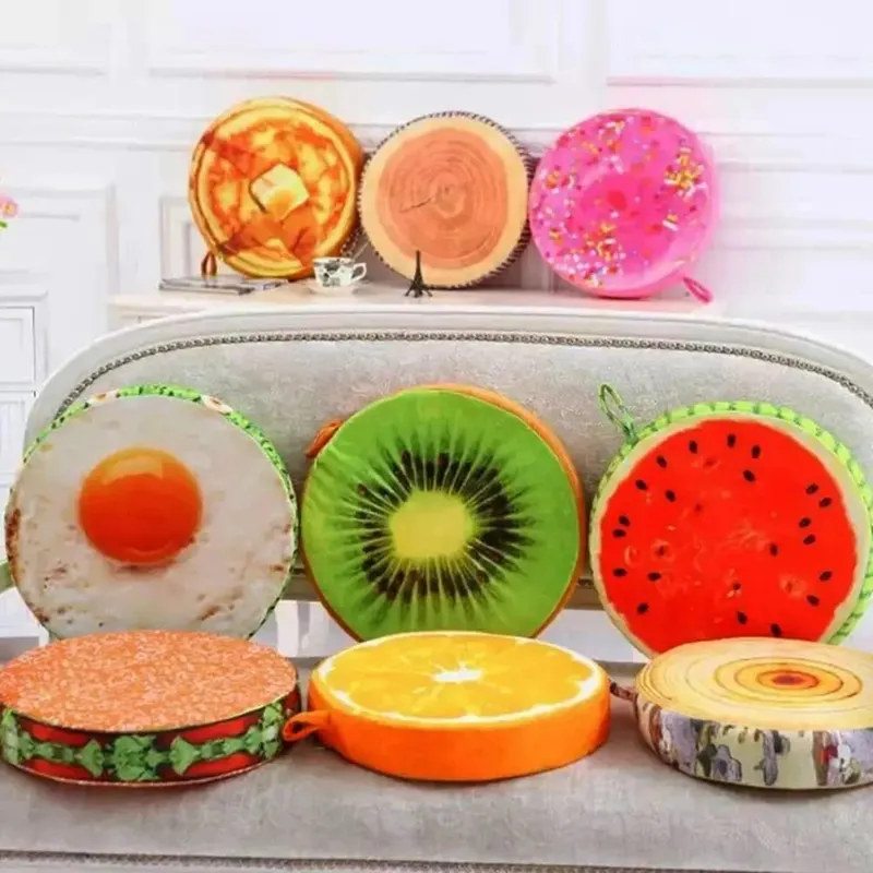 Oreiller de canapé doux pour la maternelle, coussins de siège en forme de fruits amusants, coussins de chaise, oreiller rond