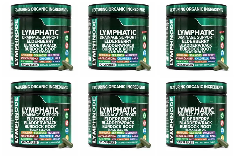 Organic Lymphatic Drainage Supplements with Elderberry Burdock Root Chlorella & Ashwagandha 90 Count Daily Wellness