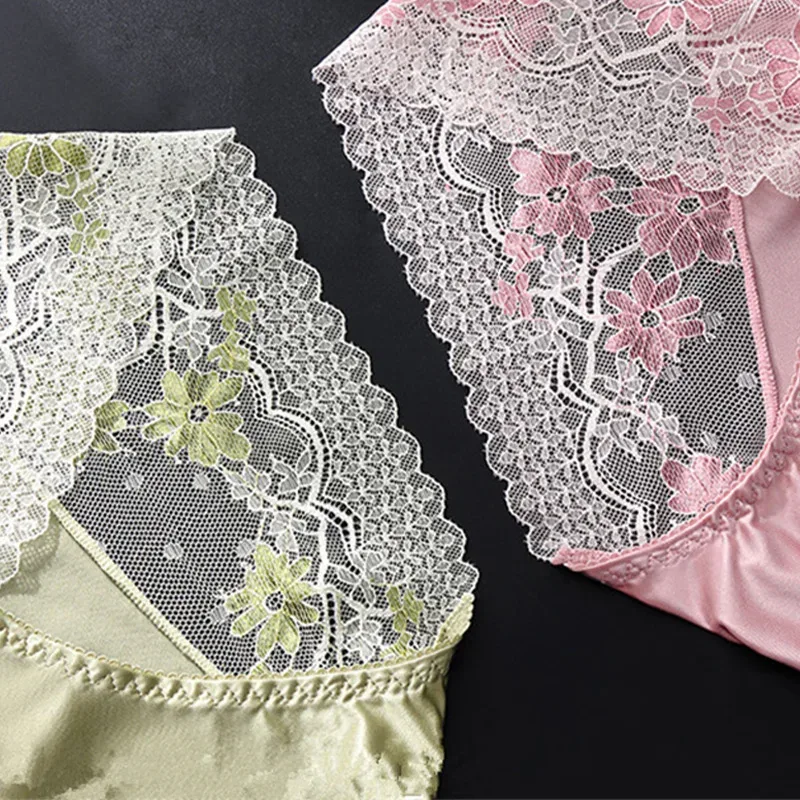 Men Satin Ice Silk Triangle Underwear 3D Pouch Low‑Waist Briefs Side Lace Breathable Soft Sexy Male Plus Size Intimate Shorts — image 4