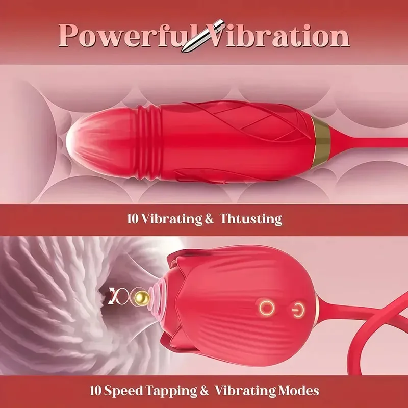 3in1 Thrusting Anal Vibrator Female Rose Sucking Clitoris Stimulator Dildo Licking Vagin Massager Masturbator Sex Toys for Women — image 2