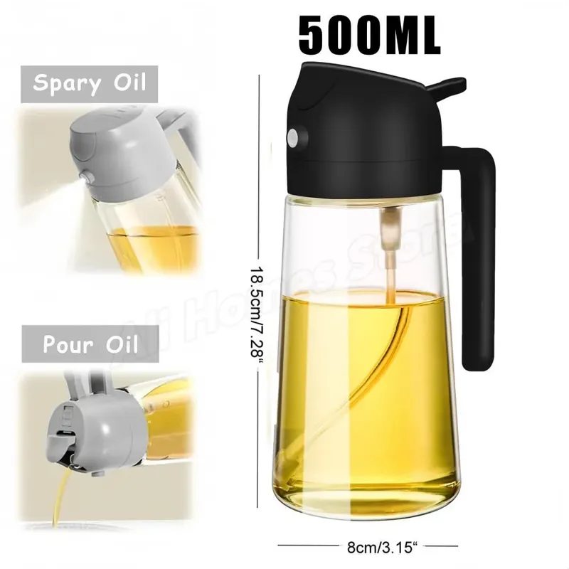 500ML 2-in-1 Dual Use Plastic Olive Oil Sprayer Dispenser Spray Pour Bottle Vinegar Mister Air Fryer BBQ Salad Kitchen Tools — image 15