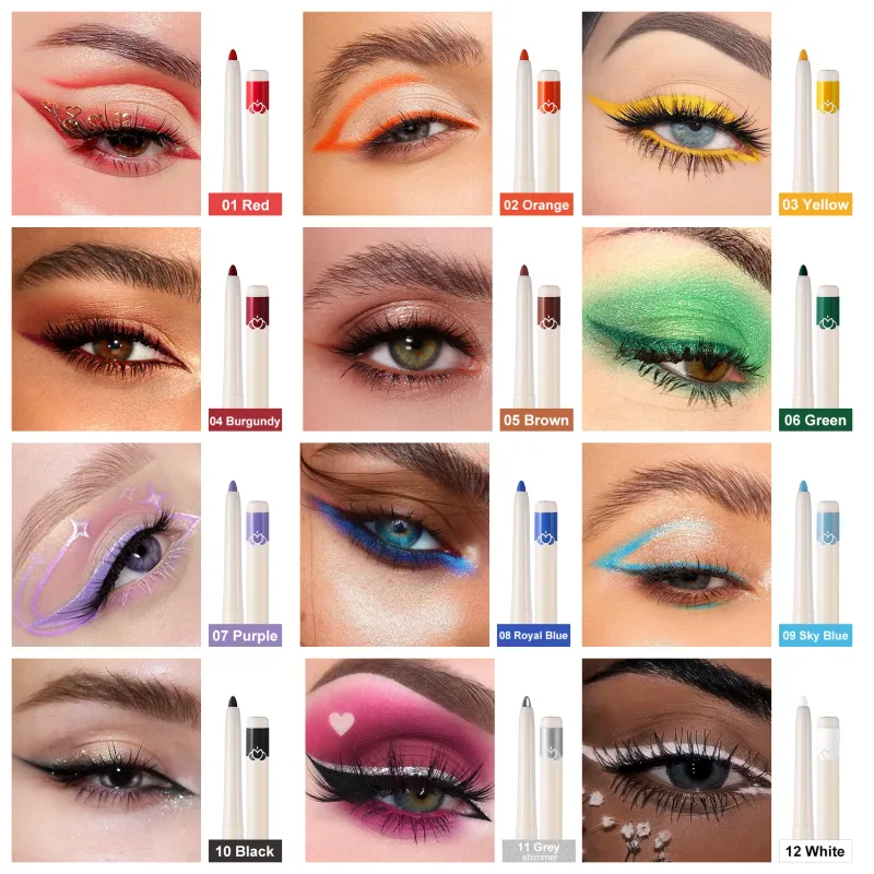 1Pc Ultra-fine Matte Smooth Eyeliner Waterproof Green Purple Colorful Eyeliner Gel Pencil Matte White Eye Lying silkworm Makeup