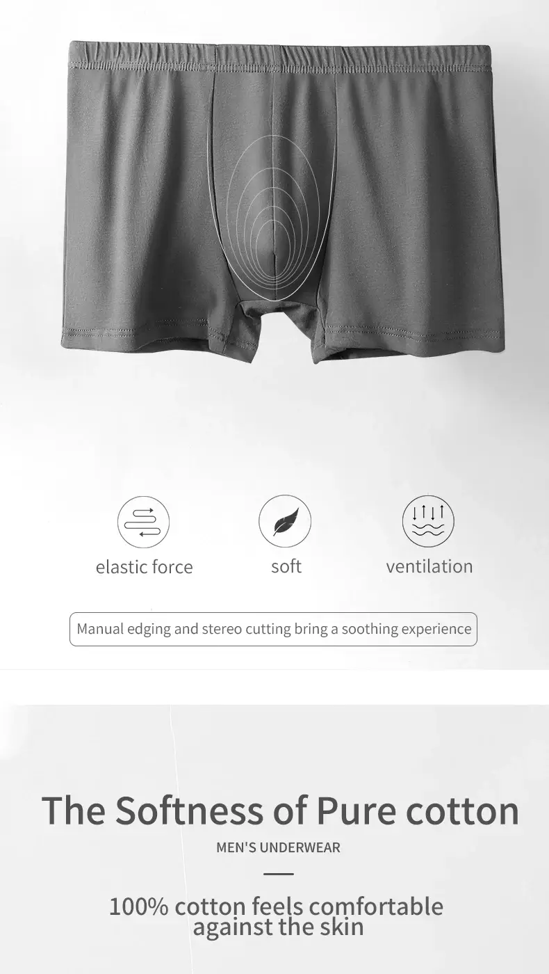 Lot de 3 Boxers de sport respirants en coton pur pour hommes, sous-vêtements d'été de grande taille, slips en coton fin pour garçons